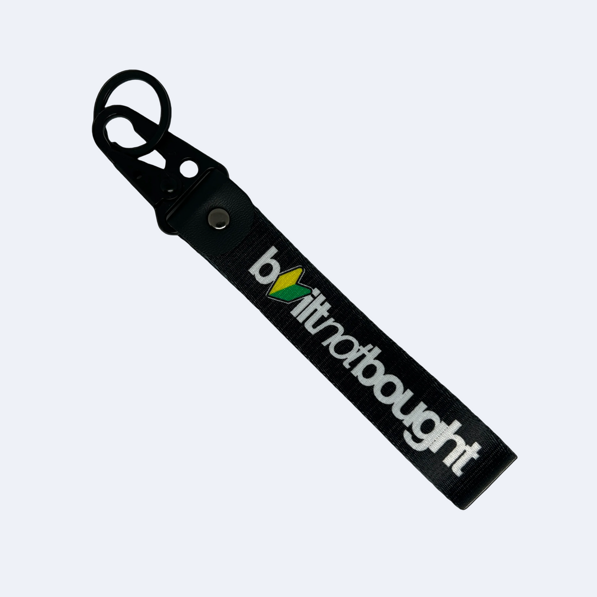 Black Built Not Bought key tag with JDM logo design – Motorev car keychain accessory