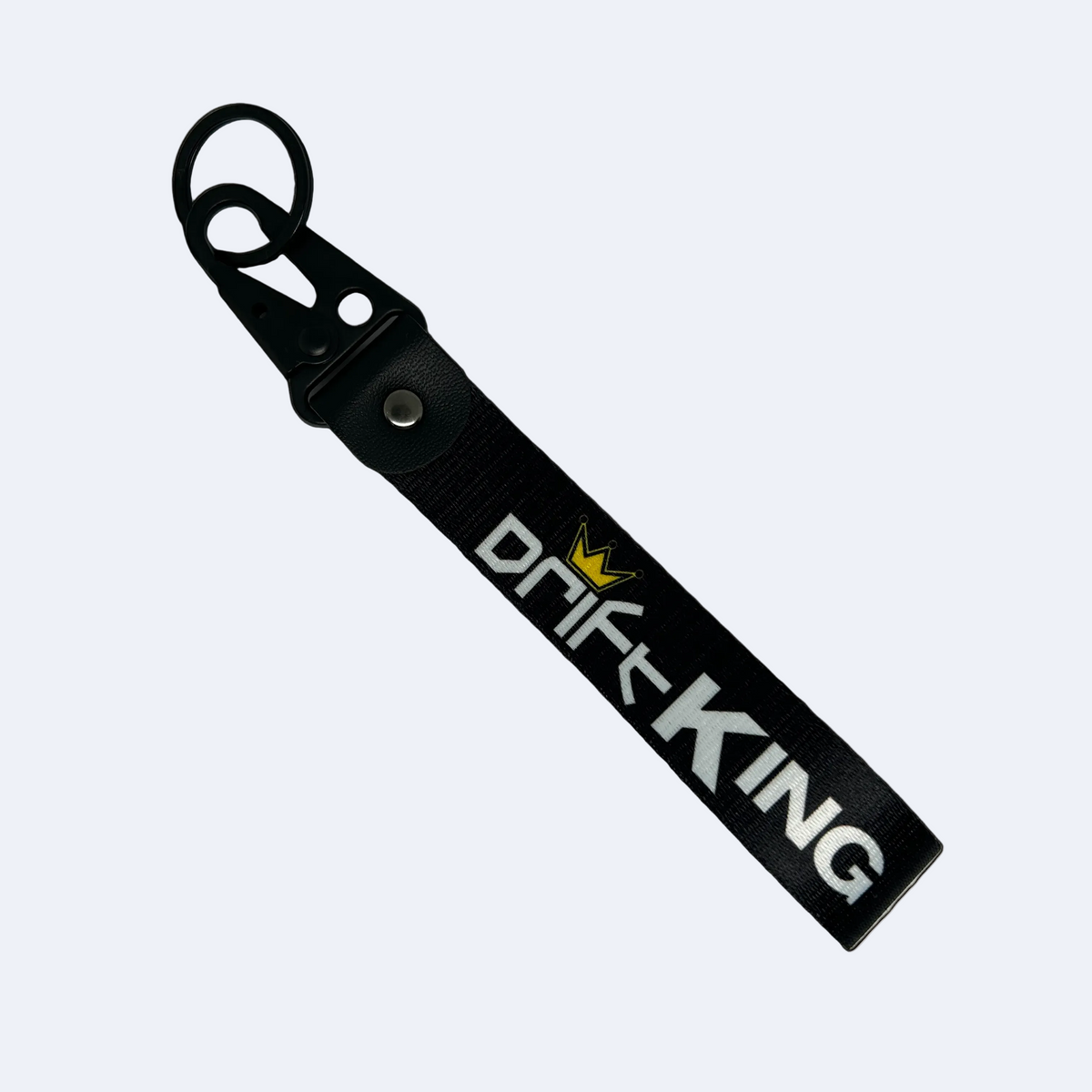 Black Drift King key tag with bold JDM text – Motorev car keychain accessory