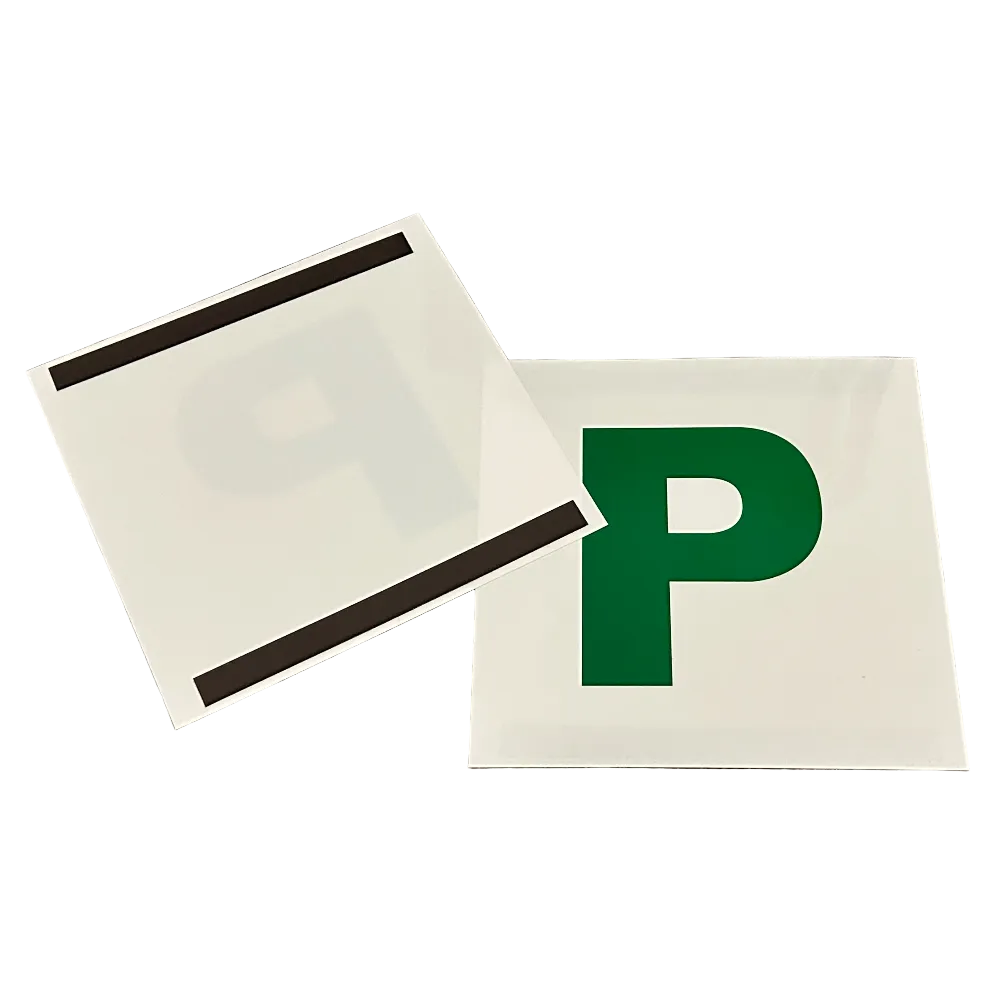 Back of P plates with magnetic strips for secure fit – Motorev car accessory