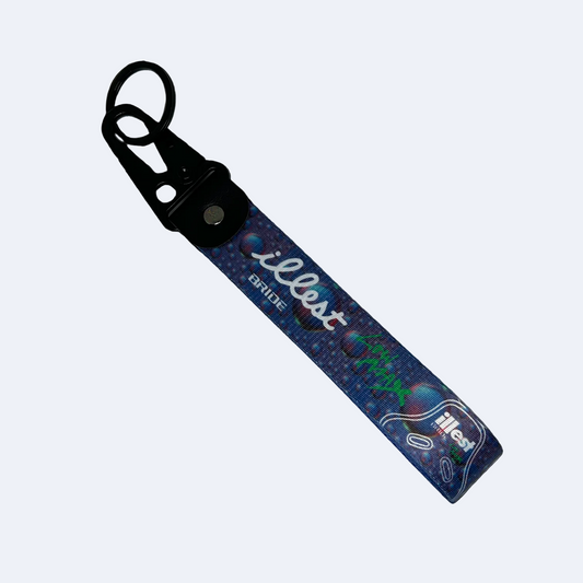 Waterdrop graphic key tag wioth BRIDE x Illest branding – Motorev performance keychain for car enthusiasts