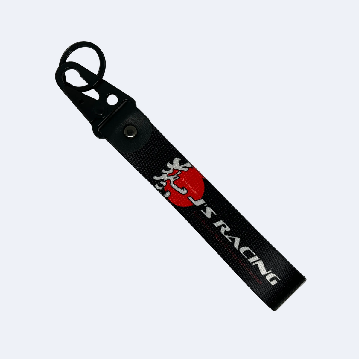 Black J'S Racing key tag with JS logo – Motorev JDM car keychain accessory