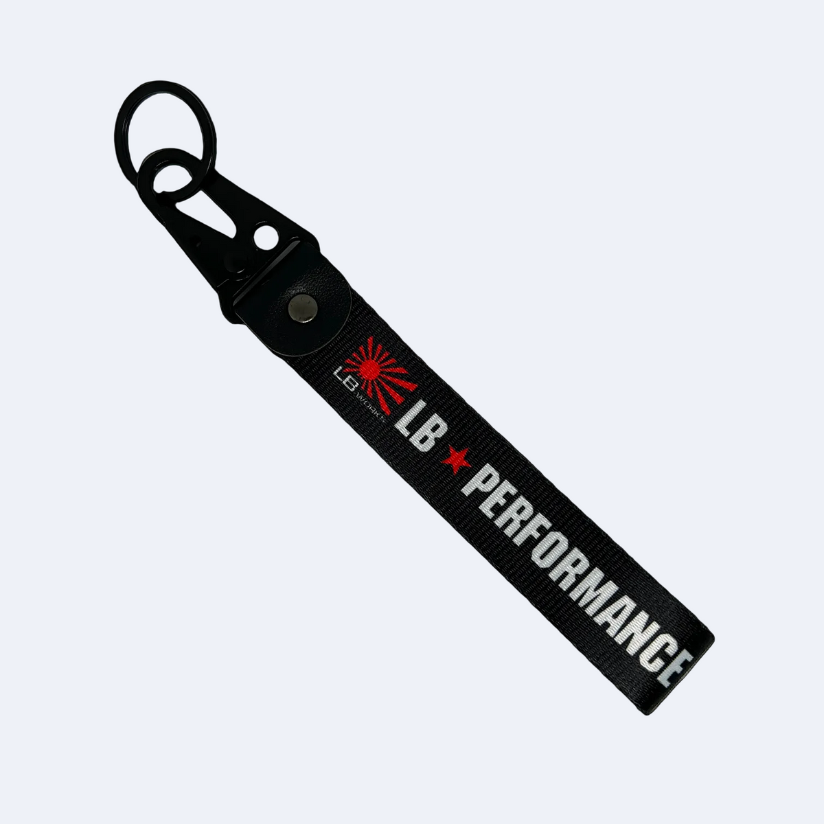 Black key tag with LB PERFORMANCE branding – Motorev JDM car accessory