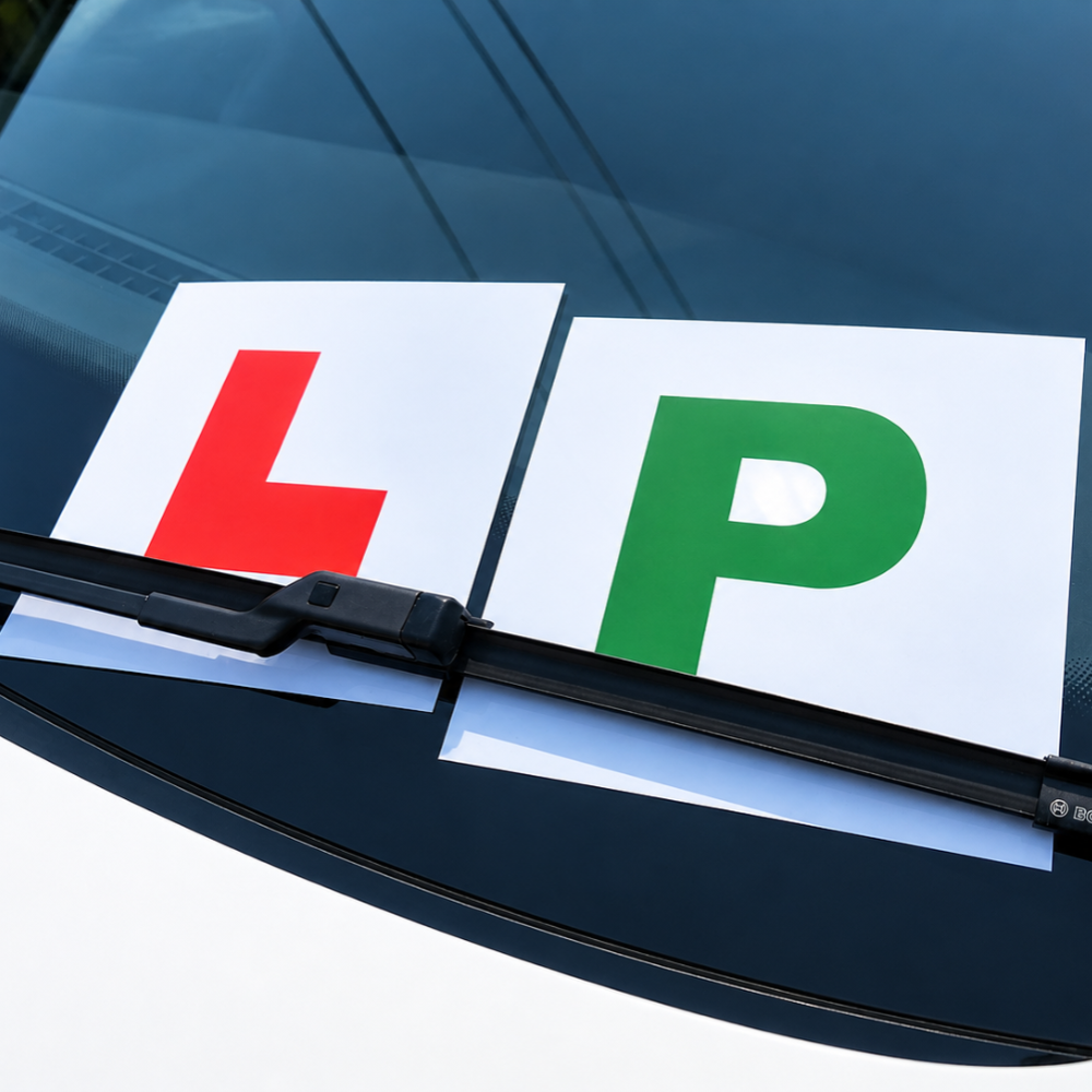 L plates and P plates set with magnetic backing – Motorev car learner driver accessory