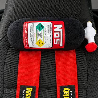 Black NOS bottle cushion with strap mounted in a Subaru WRX interior – Motorev car accessory