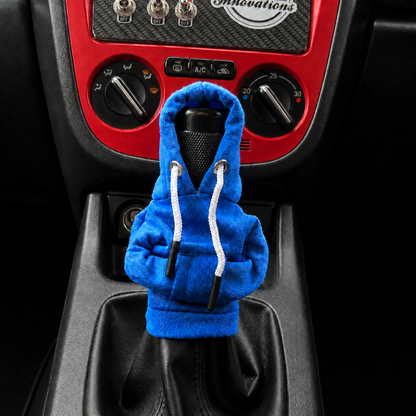 Blue gear stick hoodie fitted in a Subaru WRX – Motorev car interior accessory