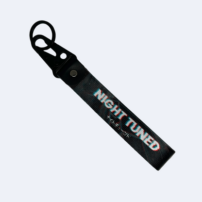 Black Night Tuned key tag with sleek JDM design – Motorev car keychain accessory