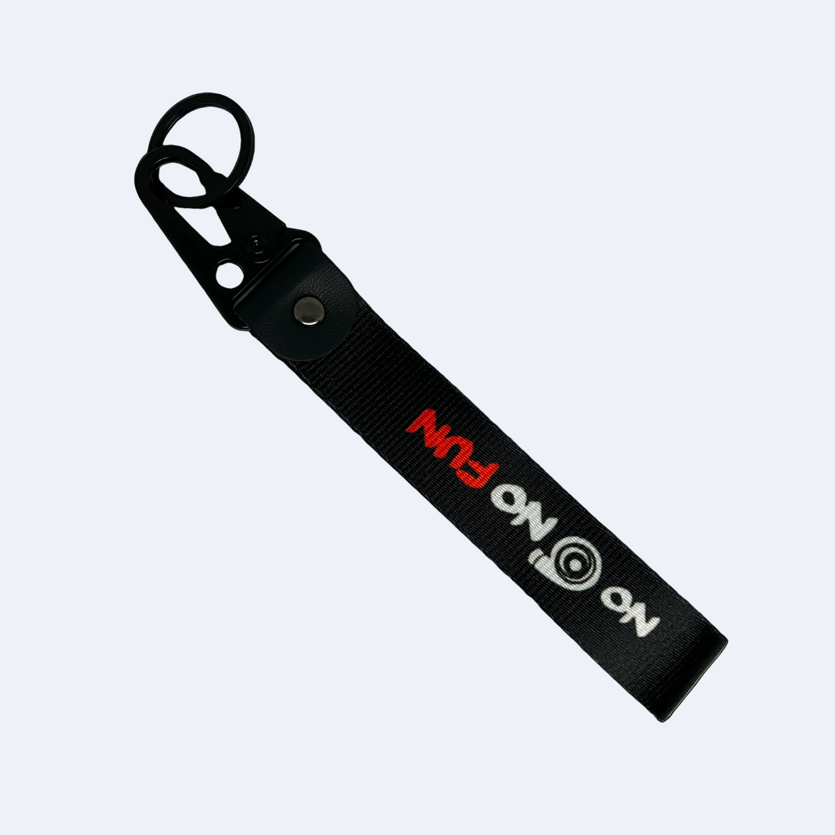 Black No Turbo No Fun key tag with bold JDM text – Motorev car keychain accessory