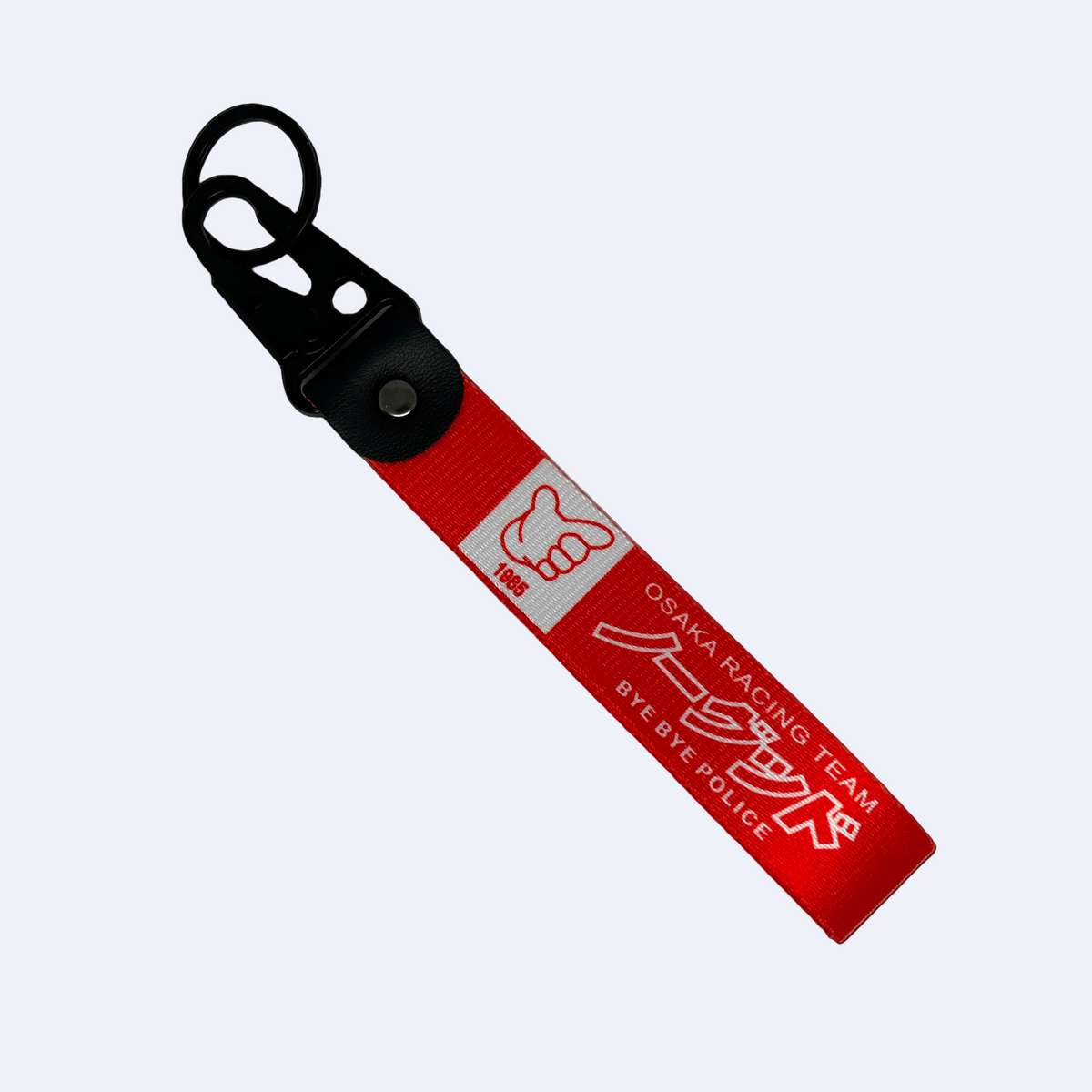 Red Osaka Racing Team key tag with English text and Osaka logo – Motorev JDM car keychain