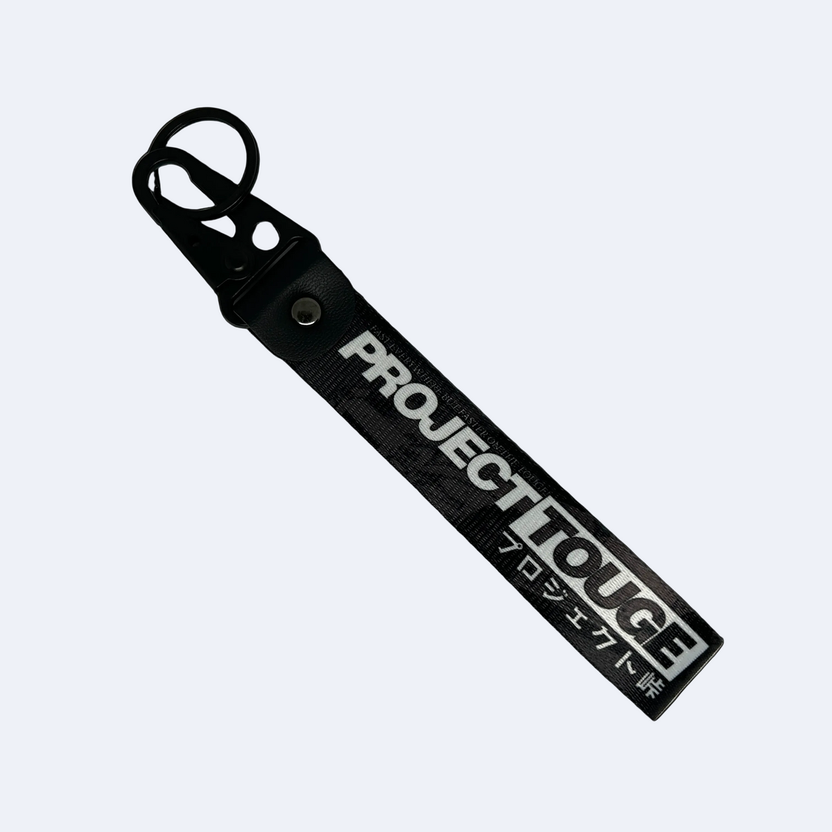 Motorev Project Touge black camo car key tag, a zinc alloy and nylon JDM keyring featuring a bold black camouflage design, scratch resistant and built for touge and motorsport enthusiasts UK