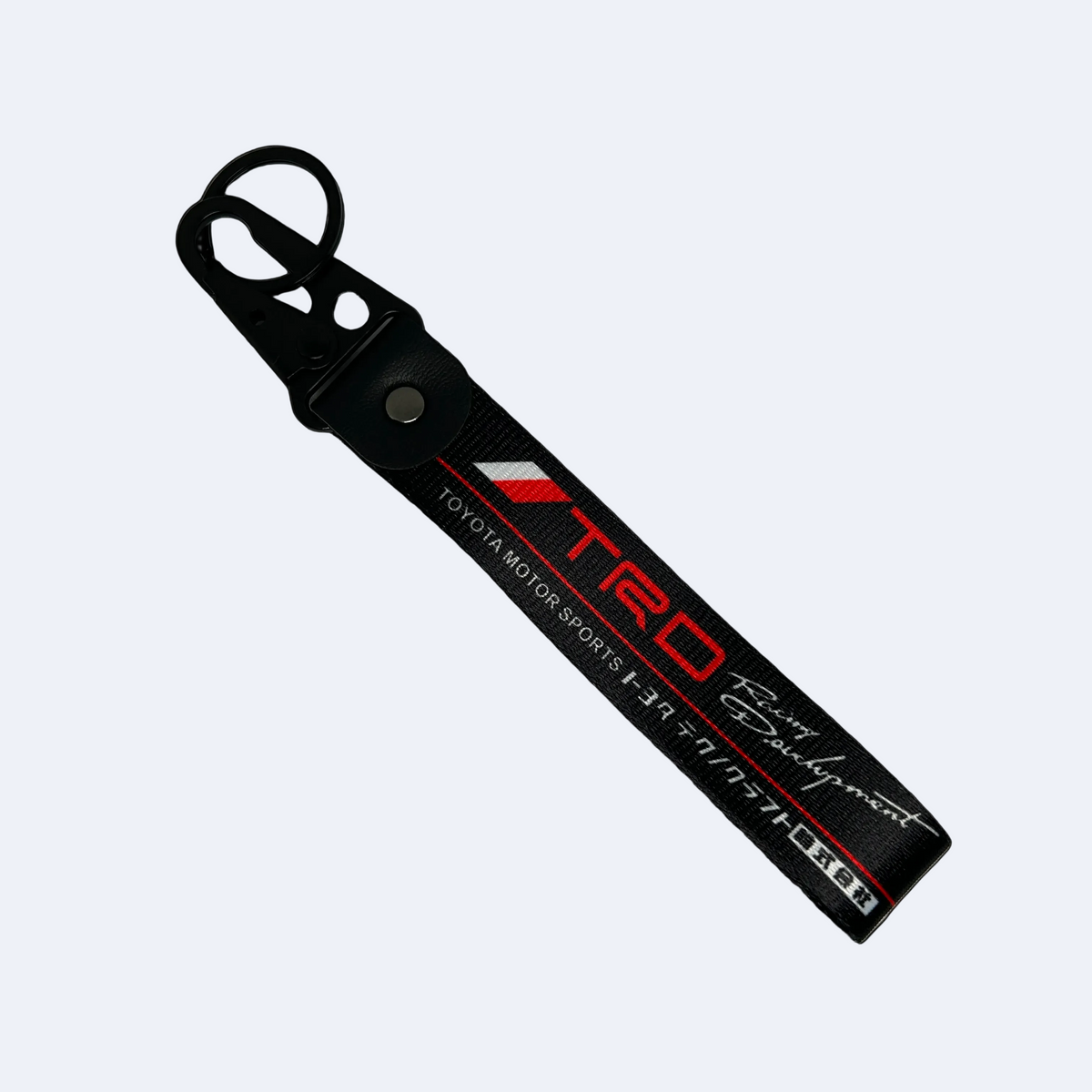 Motorev Toyota Motor Sports TRD car key tag, a zinc alloy and nylon keyring featuring the iconic TRD motorsport branding, scratch resistant and built for Toyota and motorsport enthusiasts UK