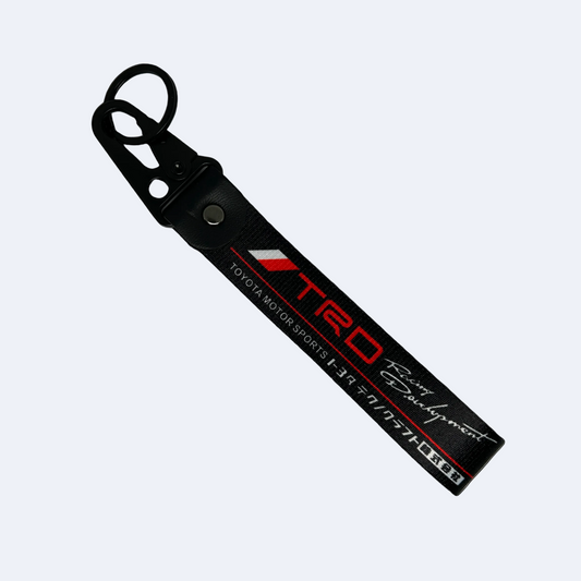 Motorev Toyota Motor Sports TRD car key tag, a zinc alloy and nylon keyring featuring the iconic TRD motorsport branding, scratch resistant and built for Toyota and motorsport enthusiasts UK